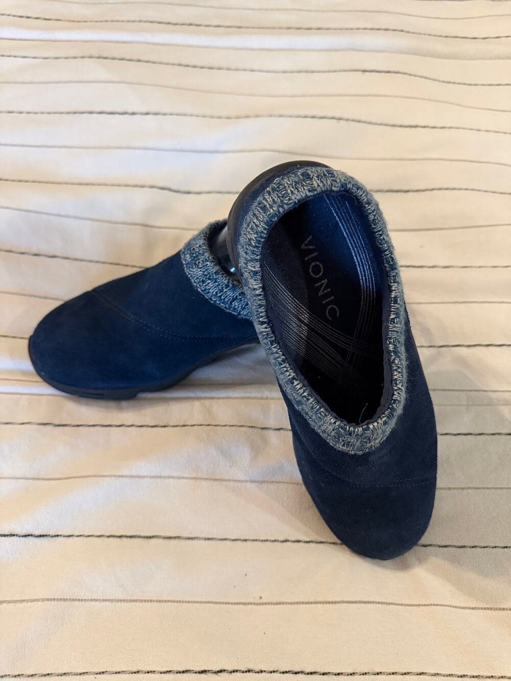 Vionic Arbor Navy Suede Slip-On Clogs - Comfort & Style- Women’s 6.5